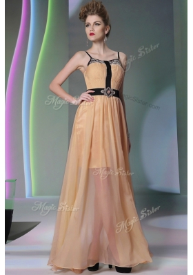 Custom Design Chiffon Sleeveless Floor Length and Appliques