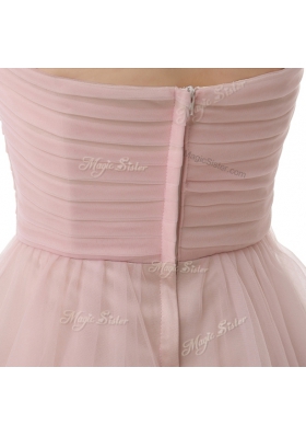 Fantastic Pink Sweetheart Zipper Beading and Ruching Homecoming Dress Sleeveless