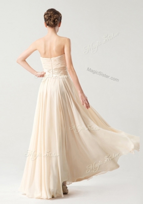 Floor Length Champagne Strapless Sleeveless Zipper