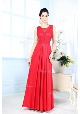 Graceful Scoop Chiffon Sleeveless Floor Length Prom Dress and Ruching