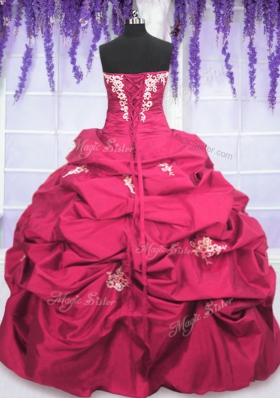 Hot Pink Long Sleeves Appliques and Pick Ups Asymmetrical Quinceanera Dress