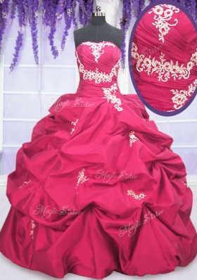 Hot Pink Long Sleeves Appliques and Pick Ups Asymmetrical Quinceanera Dress