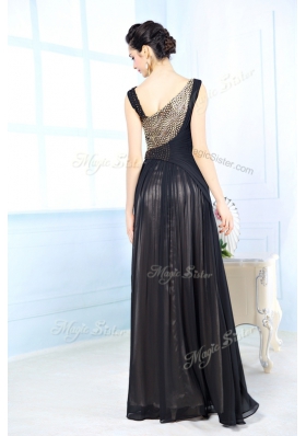 Hot Selling Black Sleeveless Chiffon Side Zipper Prom Dresses for Prom and Party