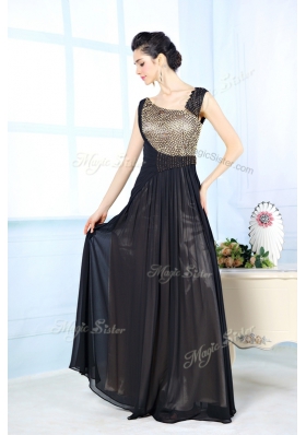 Hot Selling Black Sleeveless Chiffon Side Zipper Prom Dresses for Prom and Party