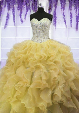 Sleeveless Lace Up Floor Length Beading and Ruffles Sweet 16 Quinceanera Dress