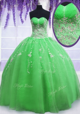 Spectacular Sleeveless Floor Length Beading and Embroidery Lace Up Quinceanera Gown
