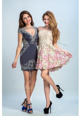 Unique Strapless Sleeveless Zipper Prom Party Dress Multi-color Lace