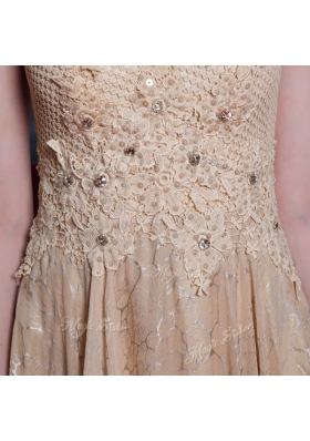 Best Selling Peach Column/Sheath Beading and Sequins Prom Dresses Zipper Chiffon Sleeveless Floor Length