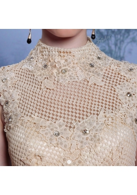 Best Selling Peach Column/Sheath Beading and Sequins Prom Dresses Zipper Chiffon Sleeveless Floor Length