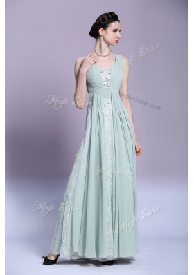 Cheap Empire Homecoming Dress Light Blue V-neck Chiffon Sleeveless Floor Length Backless