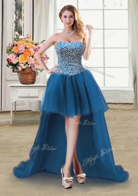 Classical Four Piece Teal Sleeveless Floor Length Beading Lace Up Ball Gown Prom Dress