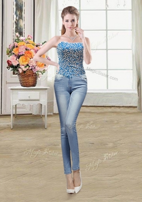 Classical Four Piece Teal Sleeveless Floor Length Beading Lace Up Ball Gown Prom Dress