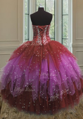 Cute Sequins Floor Length Ball Gowns Sleeveless Multi-color Quinceanera Dress Lace Up