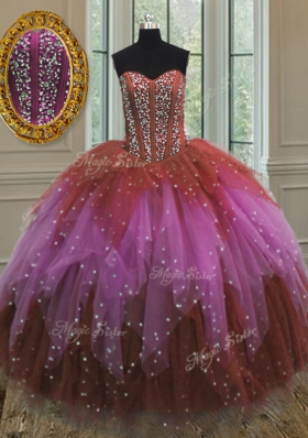Cute Sequins Floor Length Ball Gowns Sleeveless Multi-color Quinceanera Dress Lace Up