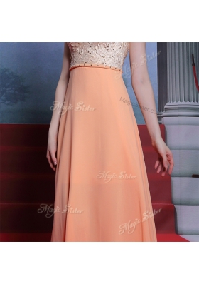 Delicate Orange Scalloped Neckline Beading Sleeveless Side Zipper