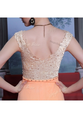 Delicate Orange Scalloped Neckline Beading Sleeveless Side Zipper