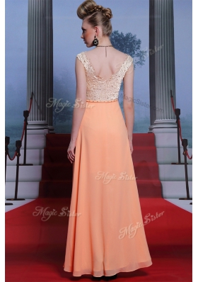 Delicate Orange Scalloped Neckline Beading Sleeveless Side Zipper