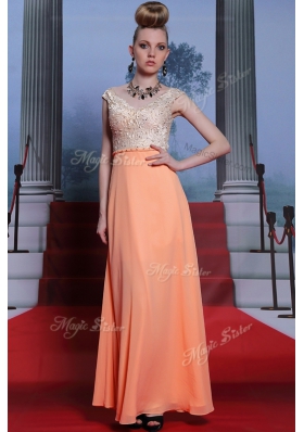 Delicate Orange Scalloped Neckline Beading Sleeveless Side Zipper