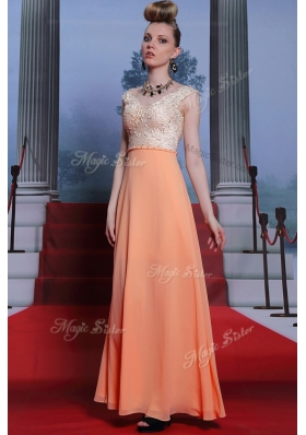 Delicate Orange Scalloped Neckline Beading Sleeveless Side Zipper