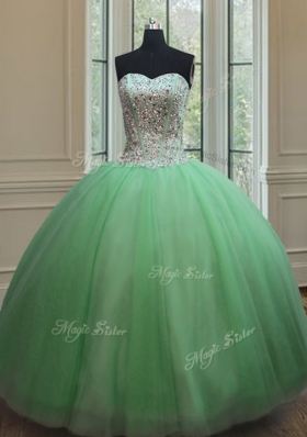 Dynamic Three Piece Lace Up Sweet 16 Quinceanera Dress Beading Sleeveless Floor Length