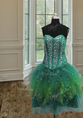 Fine Three Piece Multi-color Ball Gowns Sweetheart Sleeveless Tulle Floor Length Lace Up Beading 15 Quinceanera Dress
