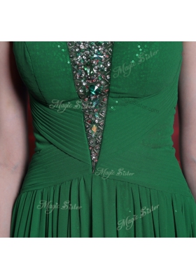 Low Price Dark Green Scoop Neckline Beading Prom Dresses Sleeveless Side Zipper