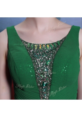 Low Price Dark Green Scoop Neckline Beading Prom Dresses Sleeveless Side Zipper