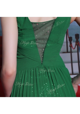 Low Price Dark Green Scoop Neckline Beading Prom Dresses Sleeveless Side Zipper