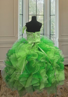 Multi-color Organza Lace Up Strapless Sleeveless Floor Length Sweet 16 Quinceanera Dress Beading and Ruffles