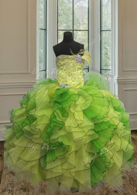 Multi-color Organza Lace Up Sweet 16 Dress Sleeveless Floor Length Beading and Ruffles