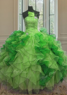 Multi-color Sleeveless Organza Lace Up Sweet 16 Quinceanera Dress for Military Ball and Sweet 16 and Quinceanera