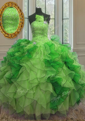 Multi-color Sleeveless Organza Lace Up Sweet 16 Quinceanera Dress for Military Ball and Sweet 16 and Quinceanera