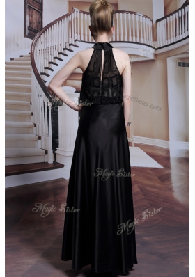 Satin Sleeveless Floor Length Dress for Prom and Beading