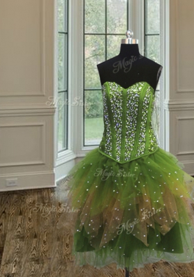 Three Piece Floor Length Lace Up Quinceanera Gowns Multi-color and In for Military Ball and Sweet 16 and Quinceanera with Beading