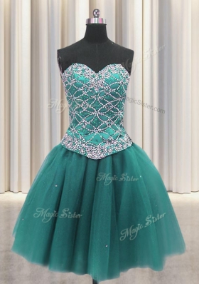 Traditional Three Piece Beading and Sequins Sweet 16 Quinceanera Dress Teal Lace Up Sleeveless Floor Length