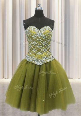 High Class Three Piece Tulle Sleeveless Floor Length Quinceanera Dress and Beading and Sequins