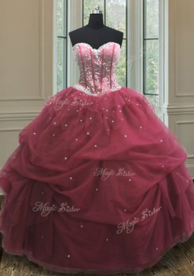 Colorful Sleeveless Sequins and Pick Ups Lace Up Sweet 16 Dress