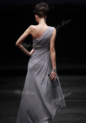 Customized Floor Length Silver Evening Dress Sweetheart Sleeveless Side Zipper