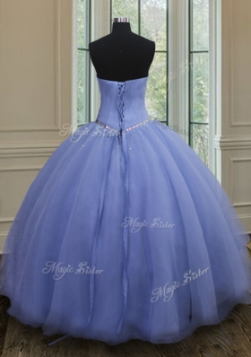 Lavender 15th Birthday Dress Military Ball and Sweet 16 and Quinceanera and For with Beading Sweetheart Sleeveless Lace Up