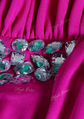 One Shoulder Purple Sleeveless Floor Length Beading Criss Cross Homecoming Dress