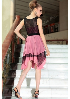 Scoop Sleeveless Chiffon Beading and Lace Side Zipper