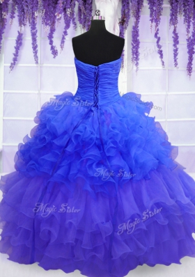Fantastic Beading and Ruffled Layers and Pick Ups Quinceanera Gown Aqua Blue Lace Up Sleeveless Floor Length