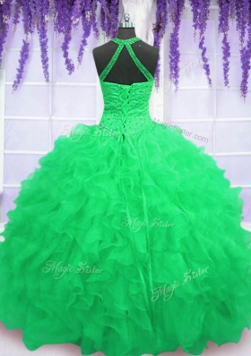 Nice Organza Sleeveless Floor Length Quinceanera Dresses and Beading and Ruffles