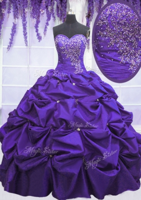 Nice Purple Lace Up Sweet 16 Dresses Beading and Pick Ups Sleeveless Floor Length