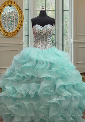 Popular Sleeveless Lace Up Floor Length Beading and Ruffles Quinceanera Gown