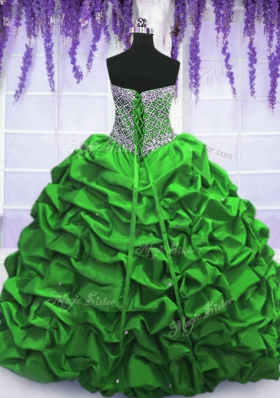 Sleeveless Floor Length Beading and Sequins and Pick Ups Lace Up 15 Quinceanera Dress with