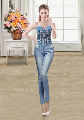 Three Piece Teal Lace Up Sweetheart Beading Sweet 16 Dresses Tulle Sleeveless