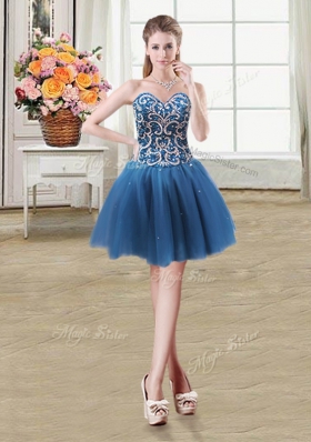 Three Piece Teal Lace Up Sweetheart Beading Sweet 16 Dresses Tulle Sleeveless