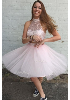Tulle Sleeveless Mini Length Prom Dresses and Beading