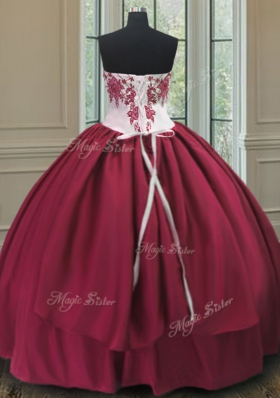 Fashion Burgundy Sweetheart Lace Up Embroidery Vestidos de Quinceanera Sleeveless